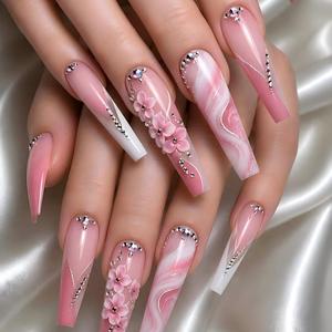 <span class=keywords><strong>Uñas</strong></span> postizas de cobertura completa con diseño de <span class=keywords><strong>vaca</strong></span> y punta francesa, estilo Y2K, reutilizables, hechas a mano, para niñas - Product Image 2