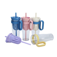 BORGE BPA-Free 40oz Bouteille d'eau réutilisable transparente en plastique avec infuseur à thé, couvercles et pailles pour le camping en plein air