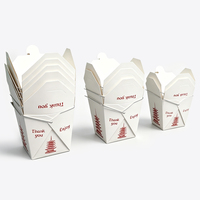 Caja de Papel Moderna y Minimalista para Alimentos, Envase Desechable Ligero para Llevar con Asa Ergonómica de Alambre para Comidas Rápidas Urbanas