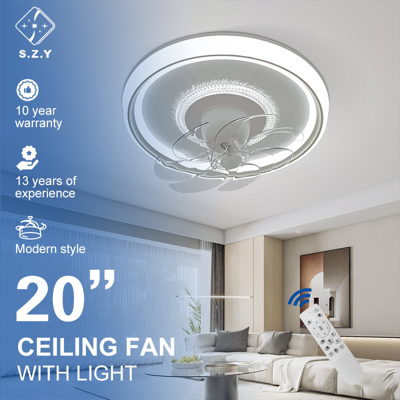 Hot Sale 14 Inch 7 Blades Bathroom Bedroom Indoor Chandelier Remote Control Led Ceiling Fan Lamp