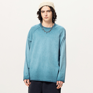 เสื้อยืดถักแบบสวมหัวแขนยาวสำหรับผู้ชายผ้าฝ้าย100% ซักกรดเสื้อยืดถักแบบ2025ทันสมัย - Product Image 1