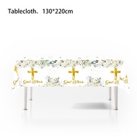 Communion baptême fleur croix vaisselle et décorations ensemble pour filles et enfants bébé Communion fête fournitures thème