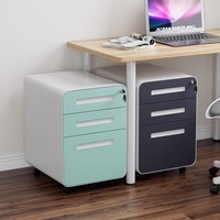 Meuble de rangement mobile en acier sous bureau avec 3 tiroirs