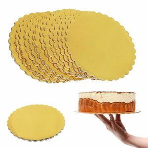 Round Disposable Cake Base Boards 20/26/30 Cm Gold Paper Cupcake Dessert Display Tray Birthday Cake Pastry Decorative Tools