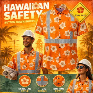 Kemeja Polo dan Hoodie Keselamatan Reflektif Fluoresen Hi Vis Hawaii Khusus untuk Pakaian Kerja Konstruksi - Product Image 4