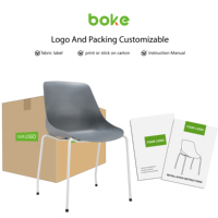 Chaise de salle à manger moderne européenne en plastique confortable empilable sur mesure en gros avec base à quatre pieds chromée pour entrepôt et atelier