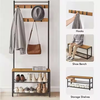 Grand porte-manteau en métal moderne et mince banc à chaussures pour hall d'entrée salon chambre à coucher salle de bain hôtels crochets de gymnastique rangement des chaussures