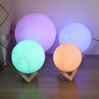 Lampe de Lune avec Boule de Veilleuse Moderne, 16 Couleurs, Imprimé en 3D, avec Contrôle Tactile LED, Matériau ABS pour Décoration Intérieure, Chambre à Coucher, Application