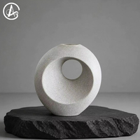 Vase en céramique moderne nordique ARM LVG, pot à fleurs circulaire creux en forme de donut, vase abstrait en émail craquelé, décoration d'intérieur, centre de table