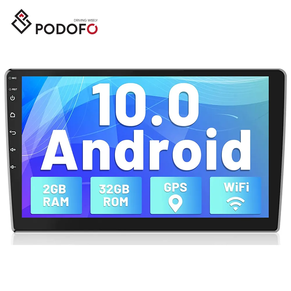 Podofo 10.1'' Android 2+32GB Car Stereo Radio Video Autoestereo GPS BT WIFI FM RDS 2 Din 2.5D Touch Screen Autoradio