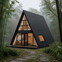 Cabane en bois surélevée, villa modulaire pour invités, développement hôtelier écologique préfabriqué, maison en A-frame S990