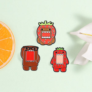 Lindo Pin Esmaltado de Fresa <span class=keywords><strong>Domo</strong></span> <span class=keywords><strong>Kun</strong></span>, 3 Estilos, Broche de Monstruo Frutal, Regalos Promocionales Personalizables para Decoración de Mochilas - Product Image 1