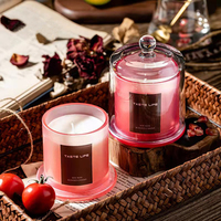 Tropische Stijl Spa Etherische Olie Glas Kaars Met Glazen Deksel Voor Rookloze Thuis Geur
