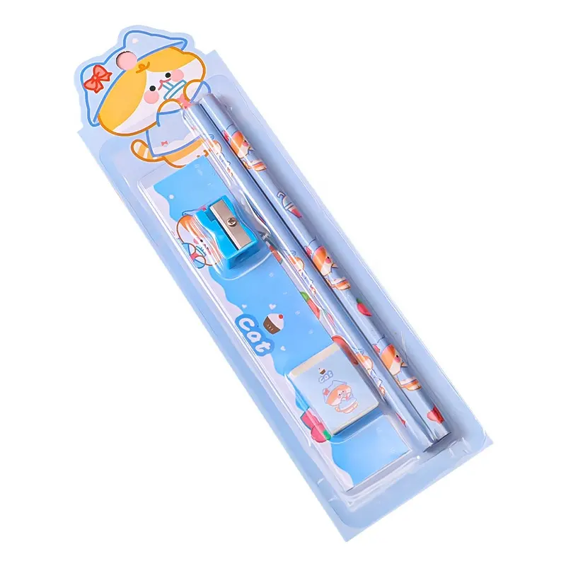 Back to School Supply For Kids Gift Sets Cartoon Pencil Eraser Good Quality Customize Stationery Sets