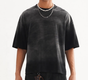 T-shirt homme 230gsm 100% coton personnalisé col rond manches courtes style de rue épais col épais couleur unie - Product Image 3