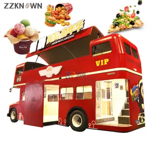 Mobile Street Food Vending Cart Factory Supply Vintage Food Trailer Double Layer Food Truck Bus for Sale