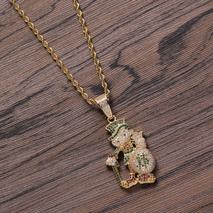 Colgante de cobre con circonitas para hombre, diseño de monedero de dólar con bastón de <span class=keywords><strong>caballero</strong></span> - Product Image 1