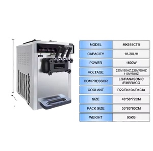 Machine à glace molle trois saveurs 2200W en acier inoxydable, prise UE, neuve, garantie 1 an - Product Image 3