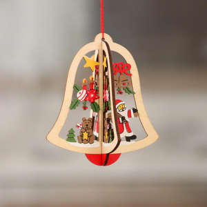 Pendentif de Noël creux PeiGe, durable et non toxique, en bois de haute qualité (10-11x8-10.5cm) pour décorations - Vente chaude - Product Image 3