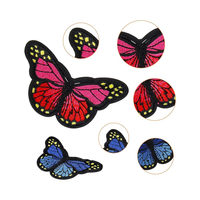 Patchs en tissu sergé brodés en forme de papillon, écologiques, pour chapeaux et sacs