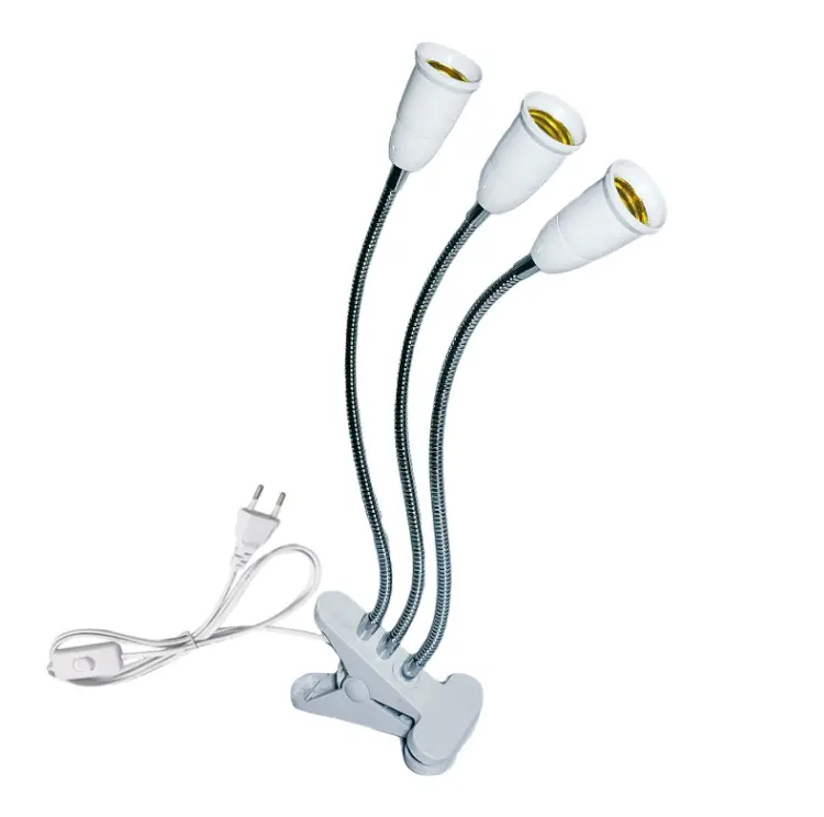 Clip LED portalampada lampada a morsetto flessibile a tre teste lampada a morsetto E26/E27, supporto a LED a collo d'oca