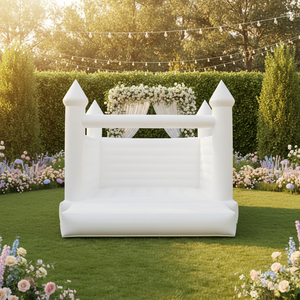 Château gonflable commercial blanc <span class=keywords><strong>pour</strong></span> mariage, ensemble gonflable avec toboggan <span class=keywords><strong>pour</strong></span> enfants et adultes, mariage, fête d'<span class=keywords><strong>anniversaire</strong></span> - Product Image 3