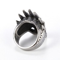 Bague Couronne Tête de Mort en Acier Inoxydable, Bague Chevalier Gothique, Bijou Tête de Mort, Bague Rock Biker pour Hommes et Femmes, Bijou Punk Vintage