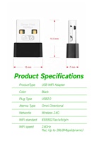 Adaptateur Wifi USB 2.0 Mini USB Wi-Fi 6 802.11ax 300 Mbps Dongle Wifi AX300 Carte Réseau Sans Fil
