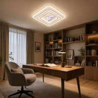 Plafonnier rectangulaire encastré avec motif cerf porte-bonheur et montagnes sur panneau carré givré, lampe de plafond LED à 3 couleurs dimmables