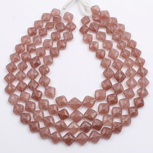 Perles de quartz naturel en forme de coussin, couleur fraise, 11-12 mm - Product Image 3