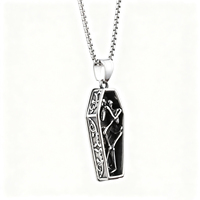 Collar de Acero Estilo Vintage con Colgante Creativo de Doble Calavera y Ataúd para Hombres y Mujeres, Diseño Gótico Punk, Directo de Fábrica