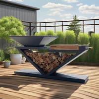 Table de barbecue en acier corten en forme de Z, table de grillade extérieure multi-niveaux pour jardin et terrasse, certifiée GPSR