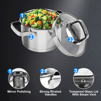 Ensemble d'ustensiles de cuisine à triple fonction Direct d'usine, ustensiles de cuisine en acier inoxydable, ensemble de casseroles