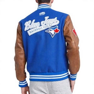Custom Wool Varsity <b>Jacket</b> Men Genuine <b>Leather</b> Sleeves Knitted High Quality Plus Size <b>Winter</b> Casual Waterproof Button Down OEM - Product Image 3