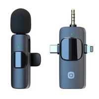 Microphone Lavalier Sans Fil 2.4G à Réduction de Bruit, Double Micro Cravate avec Récepteur 3.5mm Type-C Lightning pour iPhone, Android et Appareil Photo
