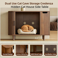 Meuble de rangement multifonctionnel pour litière de chat dissimulée, pour usage domestique et intérieur, servant également de buffet