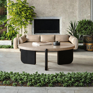 Tavolino da Tè Moderno in <span class=keywords><strong>Terrazzo</strong></span> Bianco Lovein CT230034, Regolabile, Stile Pannello in Pietra per Soggiorno, Arredamento Casa - Product Image 5