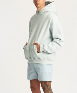 Sweat à capuche pour homme en molleton épais, coupe oversize à épaules tombantes, sans cordons, technique de broderie, imprimé personnalisé - Product Image 5