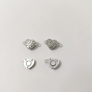Cierres magnéticos en forma de corazón de aleación para joyería, accesorios DIY para hacer collares, chapados con detalles de diamantes - Product Image 2