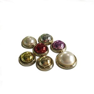 Rivets en acrylique nacrés 15 mm, semi-circulaires, à fond plat, adhésifs, multicolores, accessoires de bijouterie pour la décoration de vêtements - Product Image 2