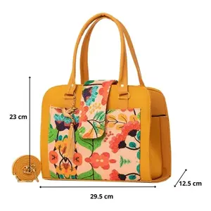 Bolsa de Compras de Yute Color Mostaza para Mujer, Marca Fana, Tamaño Mediano, con Impresión de Letras, para Uso Diario, Asa Larga, Vegana - Product Image 4