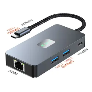 6 In 1 Docking Station Usb C Hub Hto 4K 60Hz Multi-Hub Adapter Usb 3.2 Hub Usb Type C Dock Station Pd Rj45 Voor Laptop Pc