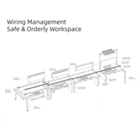 Meja Kerja Kantor Modern untuk 4 Orang yang Dapat Disesuaikan, Meja Komputer Kayu dengan Partisi & Kabinet untuk Staf