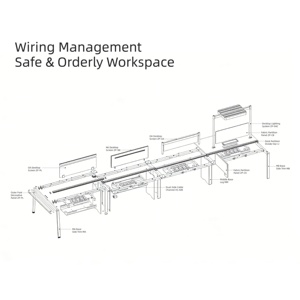 Poste de travail de <span class=keywords><strong>bureau</strong></span> moderne personnalisable pour 4 personnes, <span class=keywords><strong>bureau</strong></span> d'ordinateur en bois avec cloison et armoire pour le personnel - Product Image 3