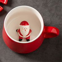 Cadeau de Noël créatif de dessin animé mignon Père Noël avec couvercle Tasse rouge Nouvel an Tasse Noël Fournitures pour la maison Décoration de la maison