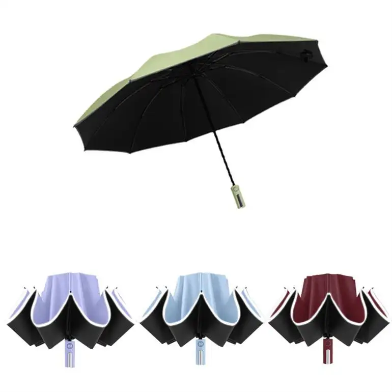 Yüksek kaliteli 3 katlama, özel ters ters otomatik kompakt araba şemsiyesi yansıtır/