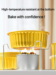 870ml có thể tái chế cấp thực phẩm vàng Nhôm lá tròn dùng một lần Takeaway <span class=keywords><strong>container</strong></span> thực phẩm với lá và nắp nhựa - Product Image 5