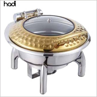 Luxuriöser Goldener Quadratischer Gehämmerter Edelstahl 6L Chafing Dish Buffet-Wärmer für Hotel- und Restaurantküchen