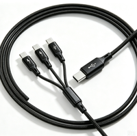 Câble de charge rapide 3 en 1 C vers triple Type C 60W, cordon de synchronisation de données multi-appareils pour plusieurs téléphones et tablettes Type C