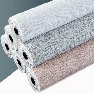 Rollos de pegatinas de pared de lino suave impermeables de alta calidad para decoración del hogar, papel tapiz autoadhesivo grueso de 50cm * 9m - Product Image 3